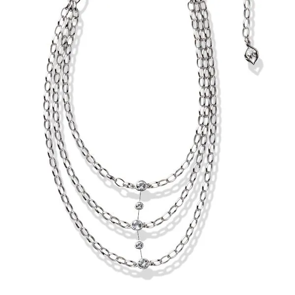 Sterling Silver Layered White Sapphire Triple Necklace Image 2 Cellini Design Jewelers Orange, CT