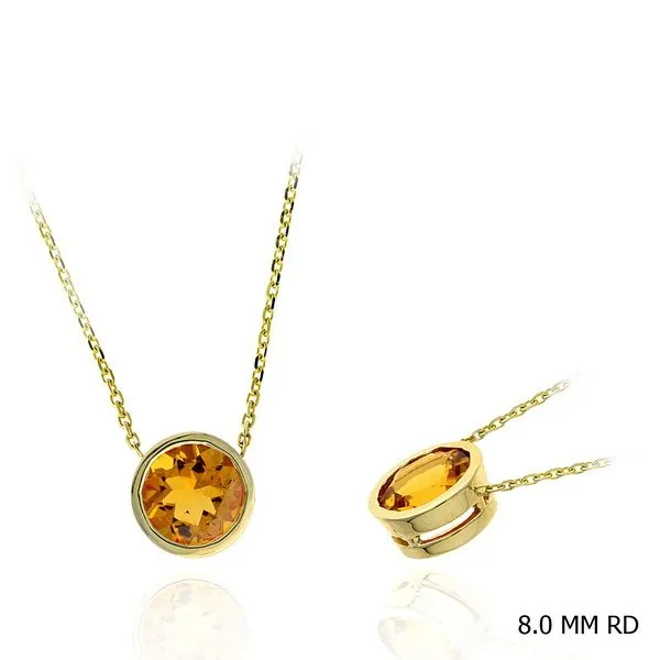 Citrine Round Pendant Necklace Cellini Design Jewelers Orange, CT