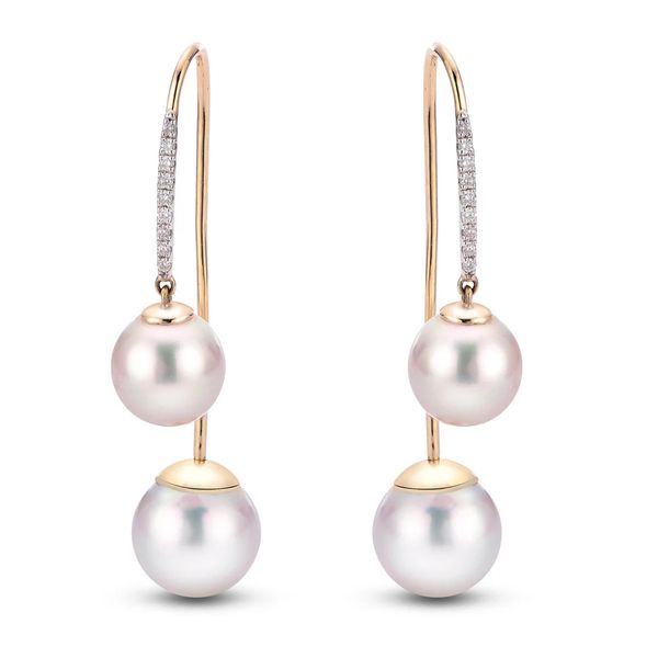 Freshwater Pearl and Diamond Earrings Cellini Design Jewelers Orange, CT