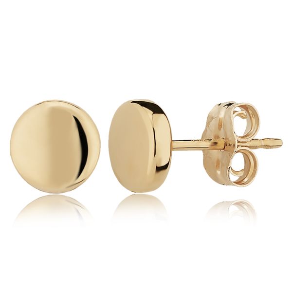 Flat Round Stud Earrings Cellini Design Jewelers Orange, CT