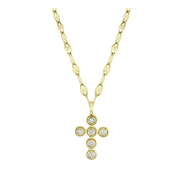 DIAMOND BEZEL CROSS SPARKLE CHAIN NECKLACE Cellini Design Jewelers Orange, CT