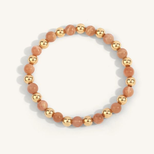 Peach Moonstone & 14kt Gold Filled  Gemstone Bead Bracelet Cellini Design Jewelers Orange, CT