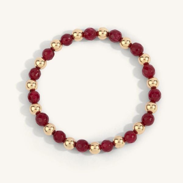 Ruby & 14kt Gold Filled Gemstone Bead Bracelet Cellini Design Jewelers Orange, CT