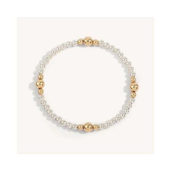 Gold Filled & Sterling Silver Two Tone Bead Bracelet Cellini Design Jewelers Orange, CT