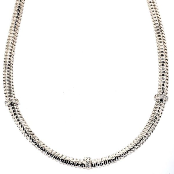Italian Silver Piyaro Placatto Station Necklace Cellini Design Jewelers Orange, CT