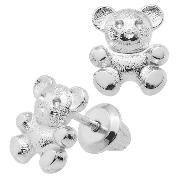 SS CHILDREN'S TEDDY BEAR EARRINGS Image 2 Cellini Design Jewelers Orange, CT