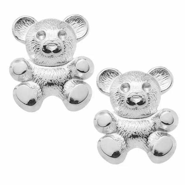 SS CHILDREN'S TEDDY BEAR EARRINGS Cellini Design Jewelers Orange, CT