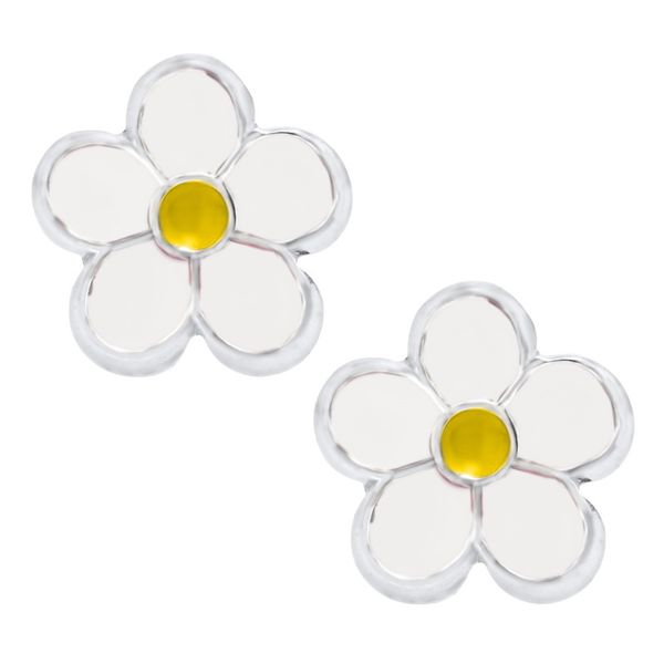 WHITE/YELLOW DAISY FLOWER EARRINGS Cellini Design Jewelers Orange, CT