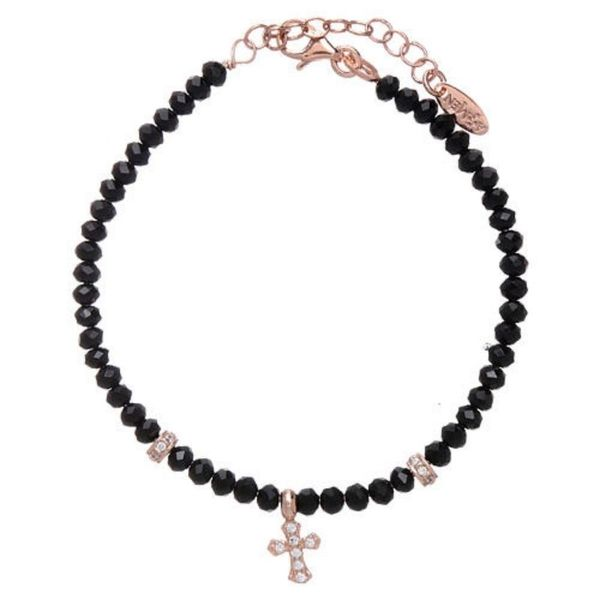 AMEN Black Crystal Cross Bracelet Cellini Design Jewelers Orange, CT