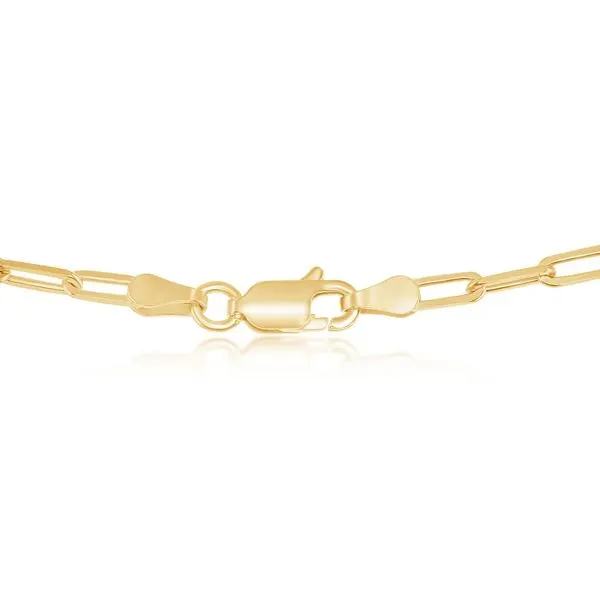 STERLING SILVER 2.8MM PAPER CLIP ANKLET - GOLD PLATED Image 2 Cellini Design Jewelers Orange, CT