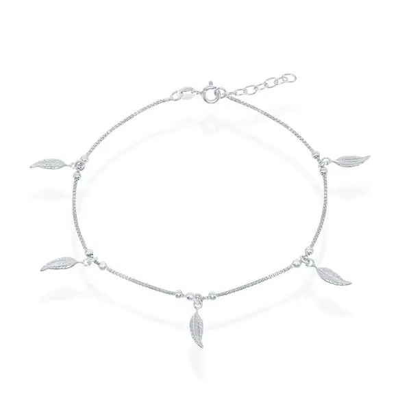 STERLING SILVER DANGLING LEAFS ANKLET Cellini Design Jewelers Orange, CT