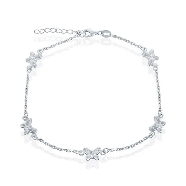 STERLING SILVER BUTTERFLY ANKLET Cellini Design Jewelers Orange, CT