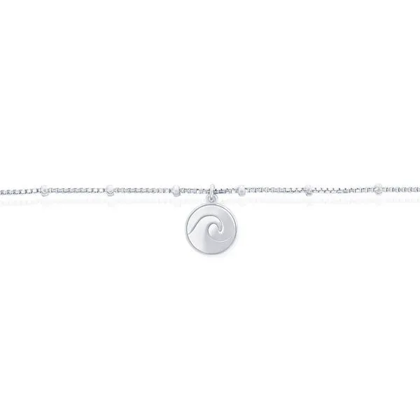 STERLING SILVER BEADED ANKLET WITH WAVE DISC Image 2 Cellini Design Jewelers Orange, CT