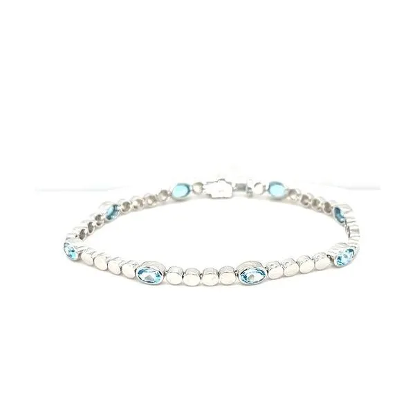 Sterling Silver Line Bracelet With Blue Topazs Image 2 Cellini Design Jewelers Orange, CT
