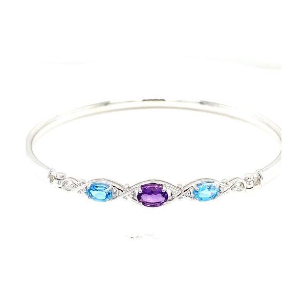 Blue Topaz and Amethyst Silver Bangle Cellini Design Jewelers Orange, CT