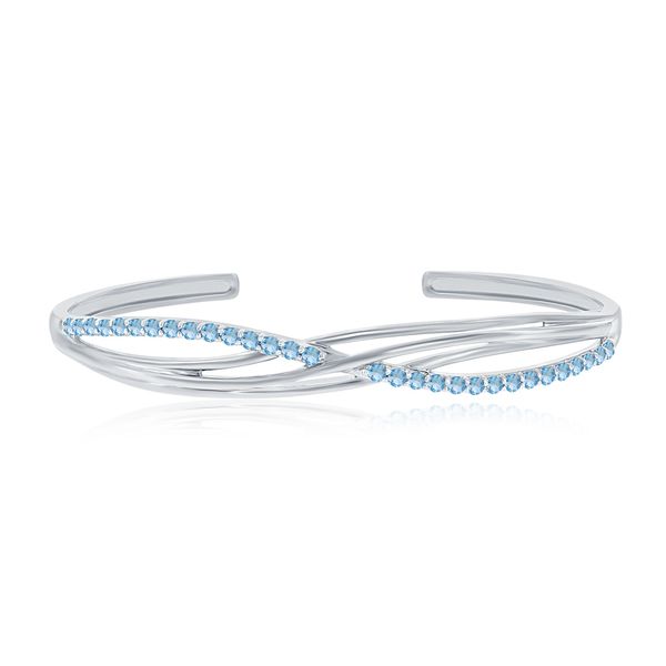 Blue Topaz Silver Bangle Cellini Design Jewelers Orange, CT