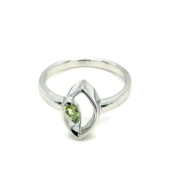 Sterling Silver Fashion Ring With One Marquise Peridot Cellini Design Jewelers Orange, CT