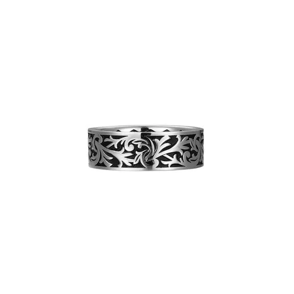 MENS FILIGREE CHISEL AND BLACK OIL RING Cellini Design Jewelers Orange, CT