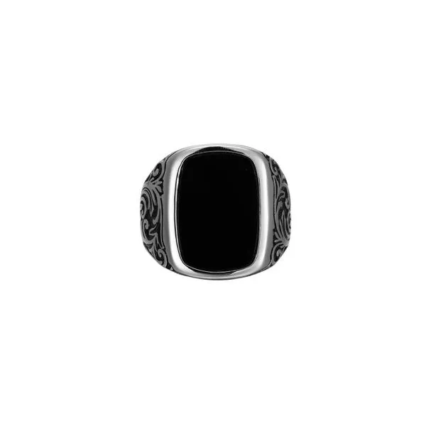 MENS CHISEL FILIGREE RING WITH AGATE STONE Cellini Design Jewelers Orange, CT
