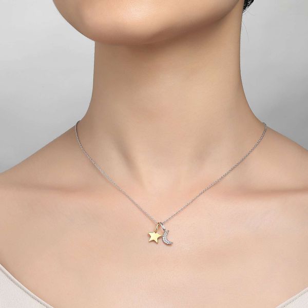 Moon & Star Shadow Charm Necklace Image 2 Cellini Design Jewelers Orange, CT