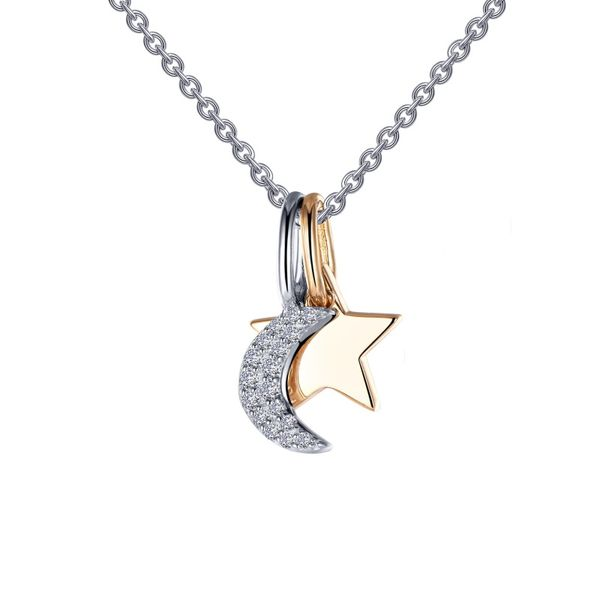 Moon & Star Shadow Charm Necklace Cellini Design Jewelers Orange, CT