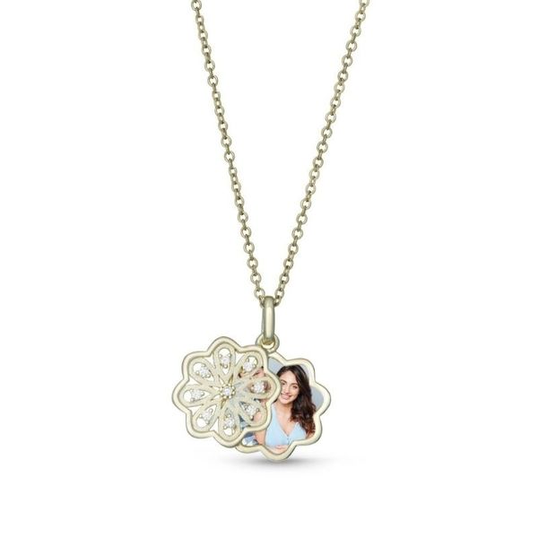 Scarlett Flower Slider Locket Necklace Image 2 Cellini Design Jewelers Orange, CT