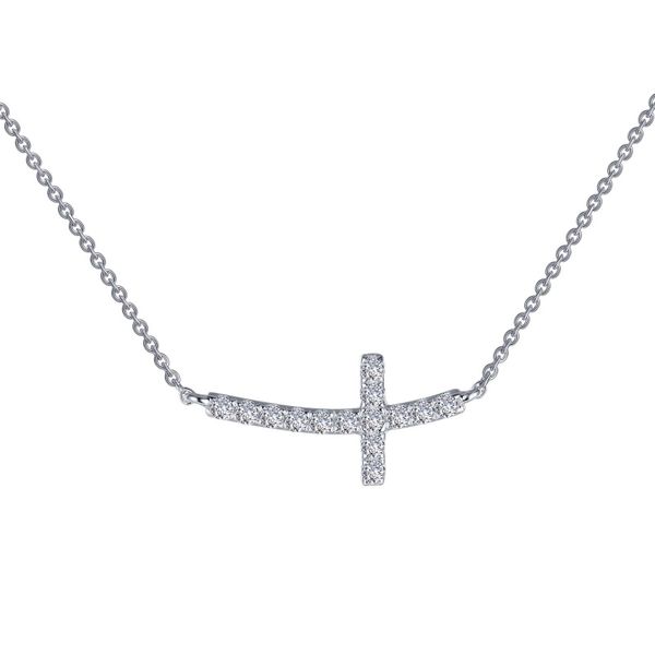 Sideways Curved Cross Necklace Cellini Design Jewelers Orange, CT