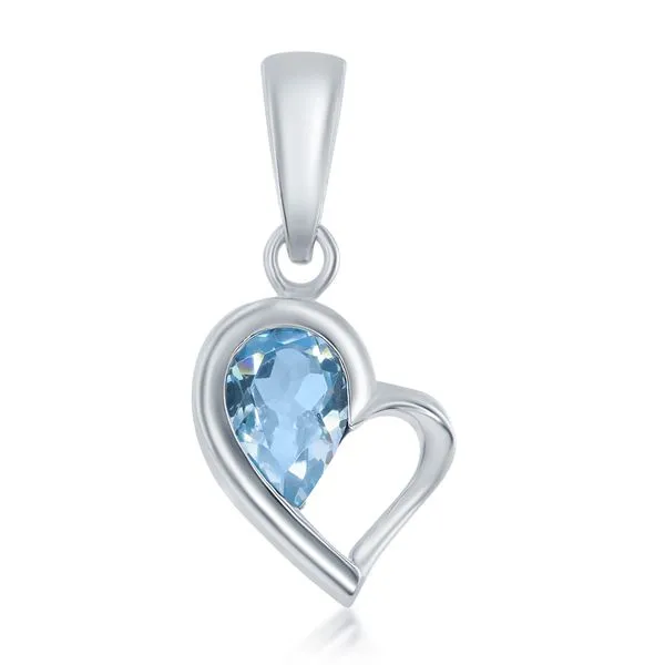 Sterling Silver Fashion Pendant With One Pear Blue Topaz Cellini Design Jewelers Orange, CT