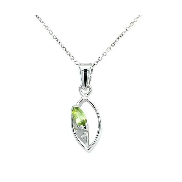 Sterling Silver Fashion Pendant With One Marquise Peridot Cellini Design Jewelers Orange, CT