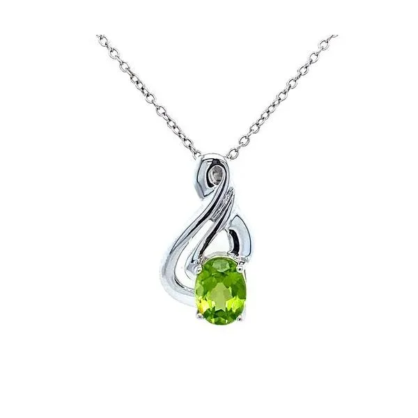 Sterling Silver Fashion Pendant With One Oval Peridot Cellini Design Jewelers Orange, CT
