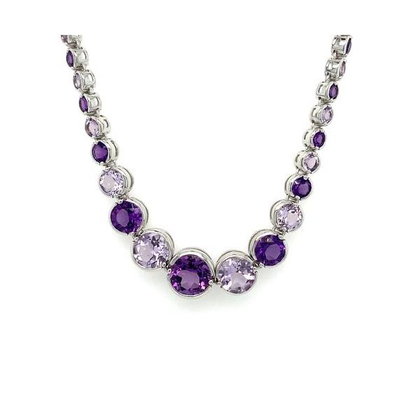 Ladies Amethyst Silver Necklace Cellini Design Jewelers Orange, CT