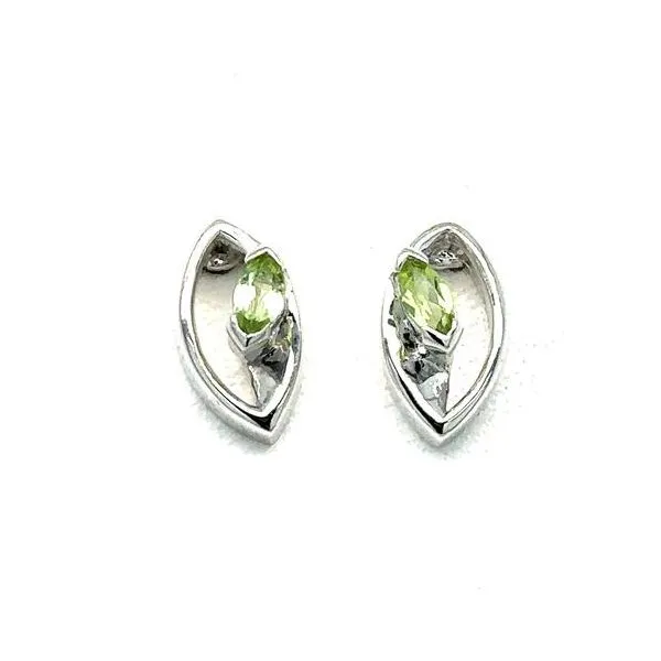 Sterling Silver Fashion Earrings With 2 Marquise Peridots Cellini Design Jewelers Orange, CT