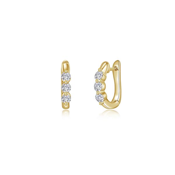 3-Stone Huggie Hoop Earrings Cellini Design Jewelers Orange, CT