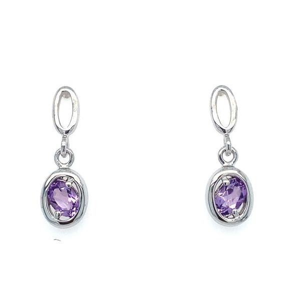 Amethyst Silver Drop Earrings Cellini Design Jewelers Orange, CT