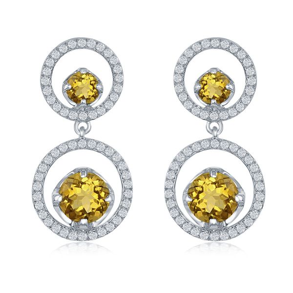 Ladies Golden Citrine Silver Earrings Cellini Design Jewelers Orange, CT