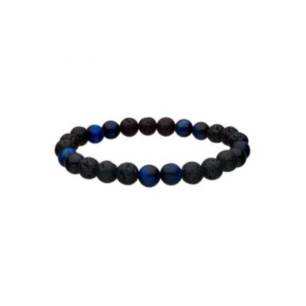 Lava and Tiger Eye Blue Beads Bracelet Cellini Design Jewelers Orange, CT