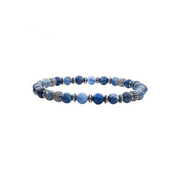 Blue Sodalite Stones with Black Oxidized Beads Bracelet Cellini Design Jewelers Orange, CT