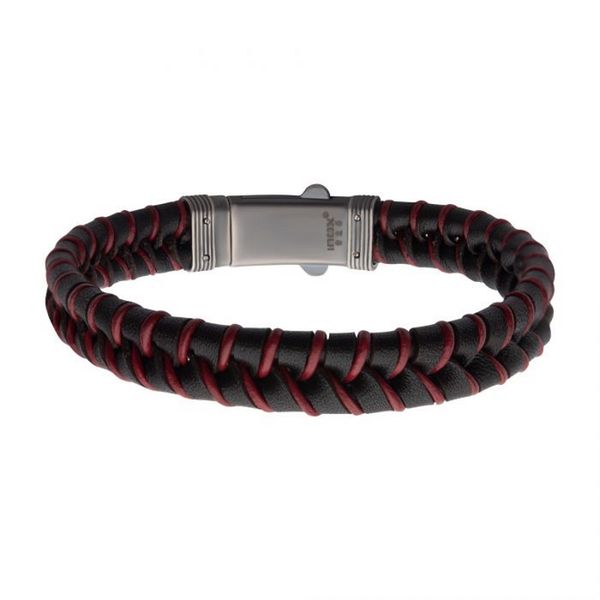 Brown & Red Braided Leather Bracelet with Dual Release 925 Sterling Silver Clasp Cellini Design Jewelers Orange, CT