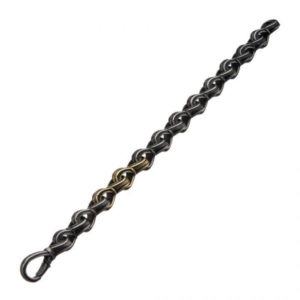 Antiqued Gun Metal Steel and Gold IP Curb Chain Link Bracelet Image 3 Cellini Design Jewelers Orange, CT