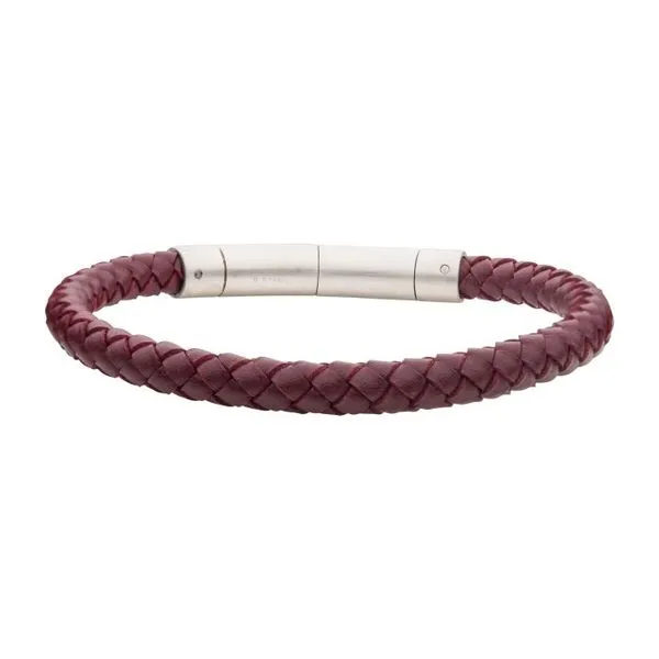 6mm Burgundy Genuine Leather Bracelet Cellini Design Jewelers Orange, CT
