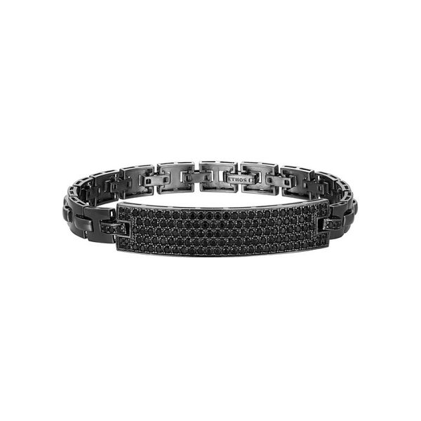 Men's Gunmetal  Black Sapphire Station Bracelet Cellini Design Jewelers Orange, CT