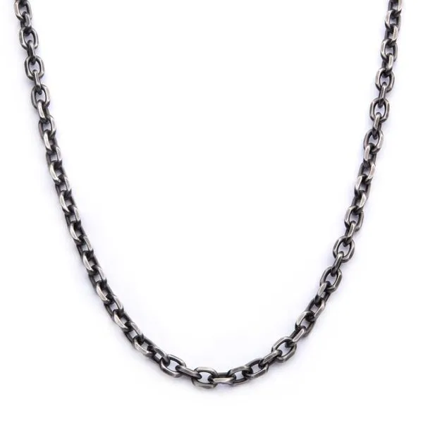 7mm Oxidized Steel Knife Edge Link Chain Image 2 Cellini Design Jewelers Orange, CT