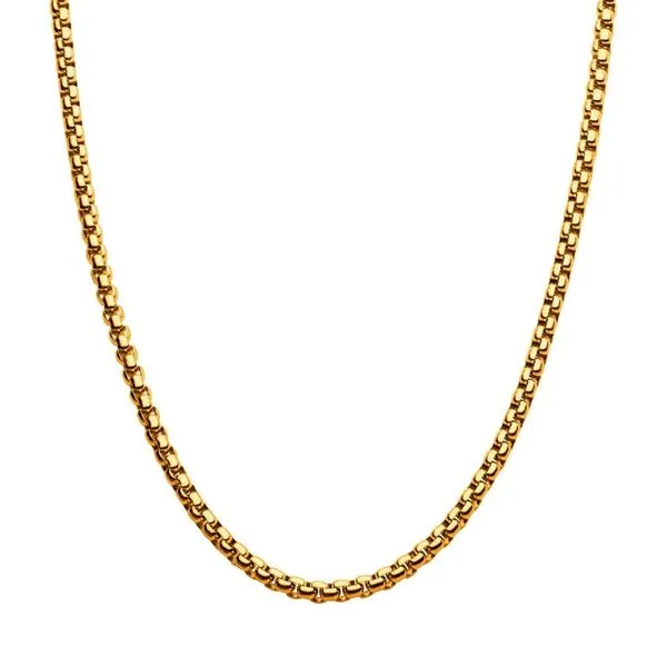 4mm 18Kt Gold IP Bold Box Chain Necklace Image 2 Cellini Design Jewelers Orange, CT