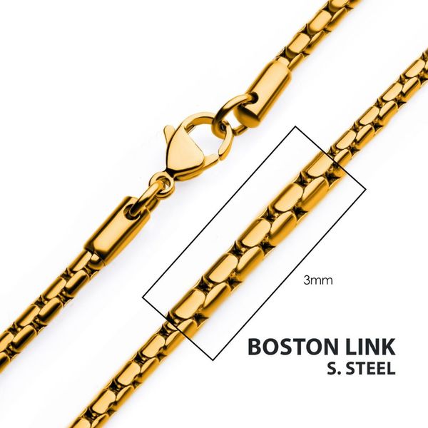 3mm 18Kt Gold IP Boston Link Chain Necklace Cellini Design Jewelers Orange, CT
