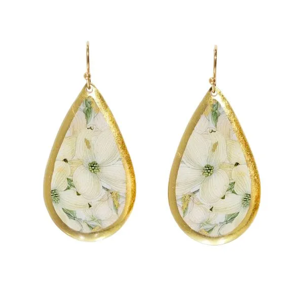 DOGWOOD WHITE MEDIUM TEARDROP EARRINGS Cellini Design Jewelers Orange, CT