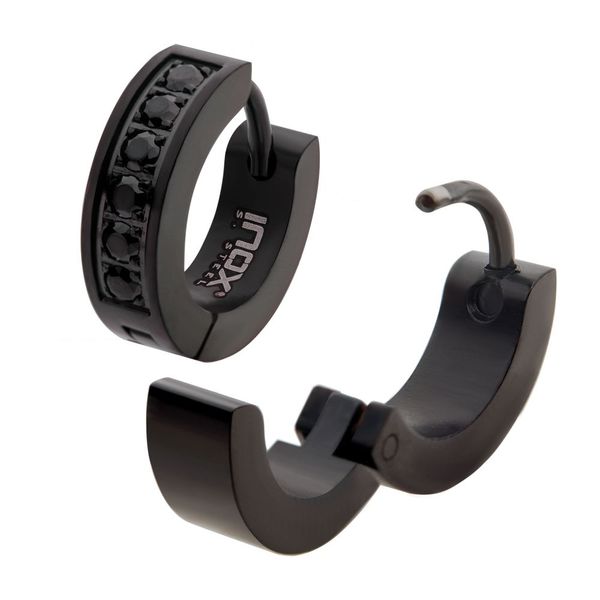 Gent's  Black Cubic Zirconia Huggie Earrings Cellini Design Jewelers Orange, CT