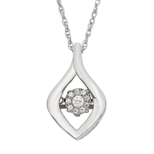 Sterling Silver Cluster Shaky Diamond Pendant Champaign