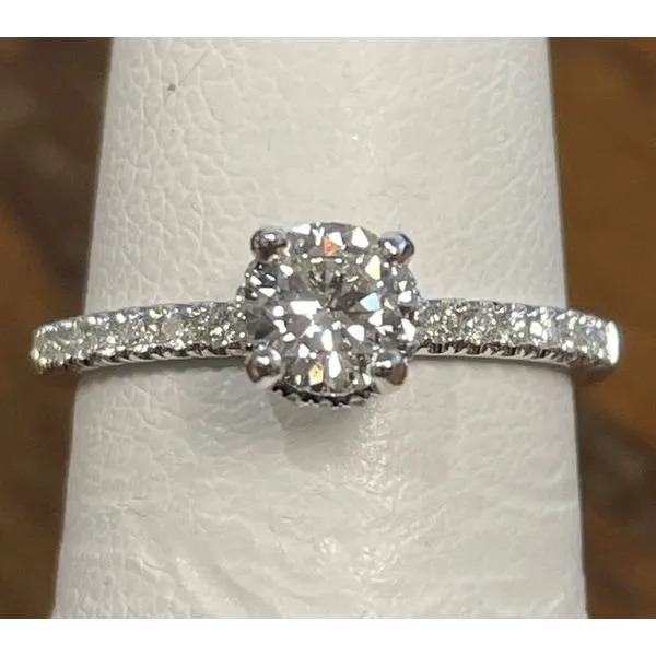 Diamond Engagement Ring, 0.50ct, SI2, GH,  hidden halo, 0.12cttw, sz 6, 14k White Chandlee Jewelers Athens, GA