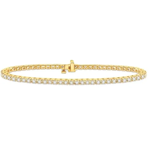 Diamond Tennis Bracelet, Round, 14 Karat, Yellow