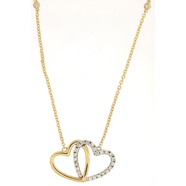 Diamond Pendant, Hearts, 0.26 Ct., 14 Karat, Two Tone Chandlee Jewelers Athens, GA